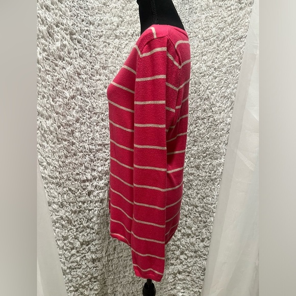 BANANA REPUBLIC PINK AND GRAY STRIPE LONG SLEEVE T—SHIRT SIZE L - Picture 8 of 12
